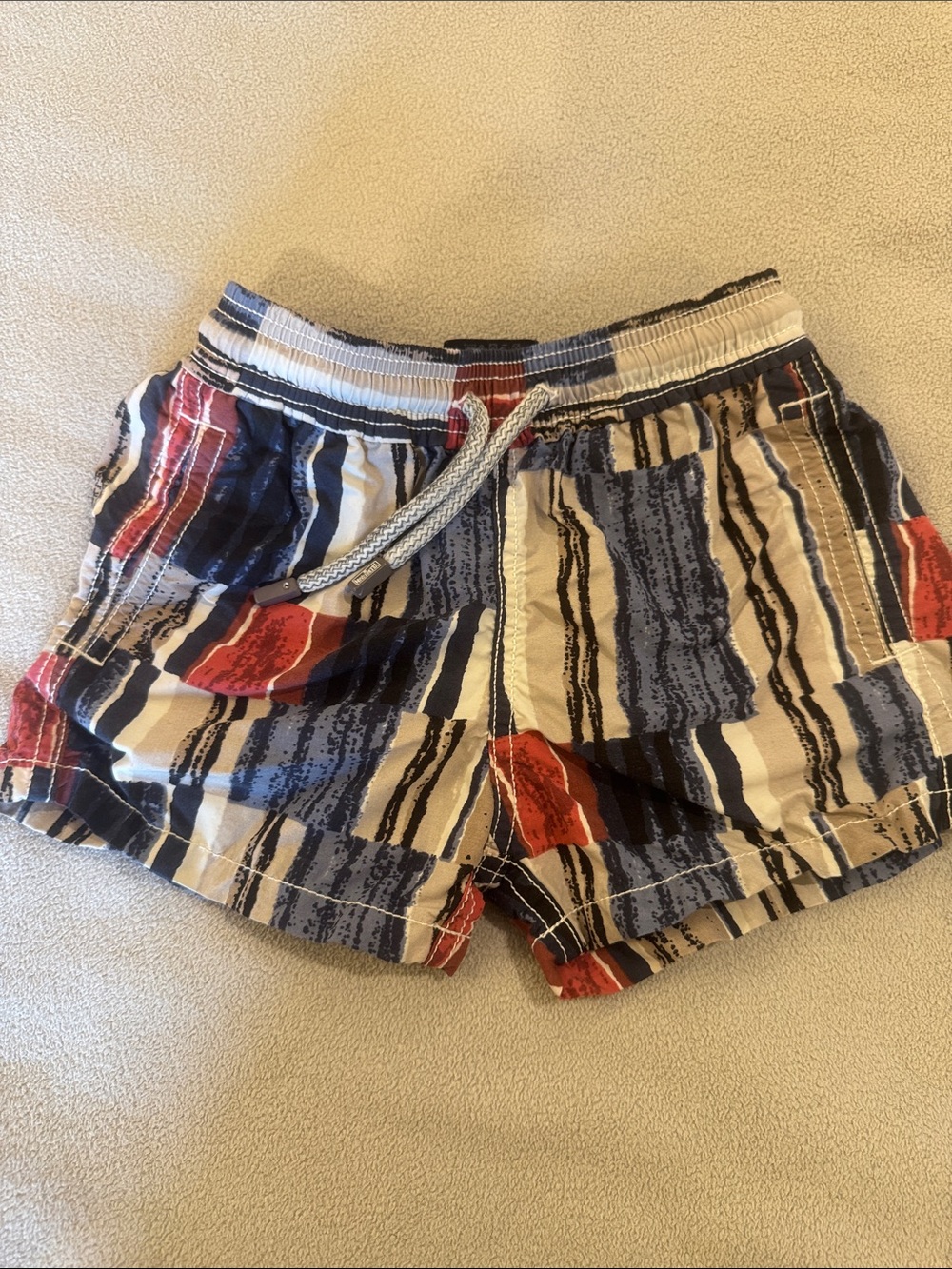 Vilebrequin Navy, Red, Cream Striped Boys Swim Shorts